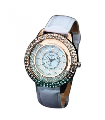 W347 - White Stone Dial Elegant Watch